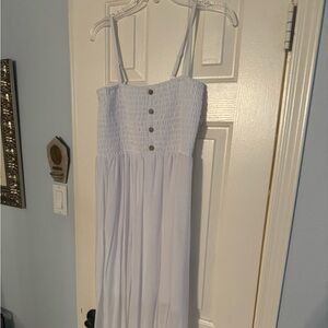 AUW White Smocked Bodice Maxi Dress Women's Medium